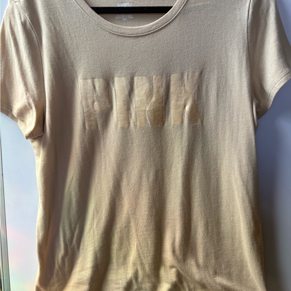 PINK Victoria's Secret Women's Cream T-Shirt